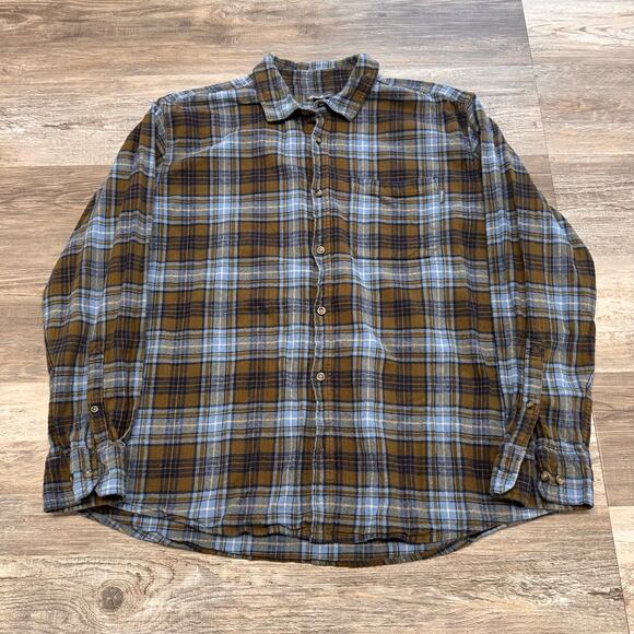 Eddie Bauer Green Blue Mens 2XL Plaid‎ Flannel Long Sleeve Shirt Tartan Autumn - Picture 1 of 7